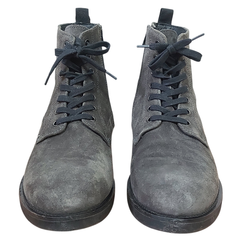 L'intervalle Women Grey Suede Lace-up Ankle Boots Size 43 EU Chukka Mid-calf Zip